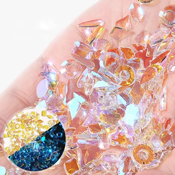 100ШТ Блестящи Кристали, Кристали За Нокти Смесен Размер Flatback Diamond 3D направи си САМ Украса За Нокти Акрилен Маникюр Циркон Скъпоценни Камъни