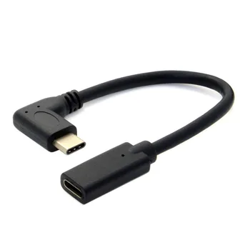 1бр 90 Градуса Правоъгълен USB-C USB 3.1 Тип C Мъже и Жени Удлинительный Кабел за Предаване на Данни Macbook Tablet 20 см