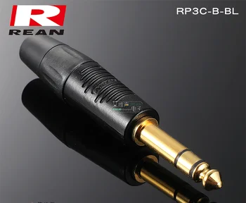1бр Британски РЕАН черен корпус позлатени RP3C-B-BL голям трехъядерный 6,35 мм стерео прав щекер треска аудио и видео аксесоари