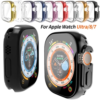 360 Напълно Прозрачен Калъф за Apple Watch 8Ultra 49 мм TPU Smartwatch Защитно Фолио за Екрана iWatch Серия 8/7 41 мм 45 мм и Защитно покритие
