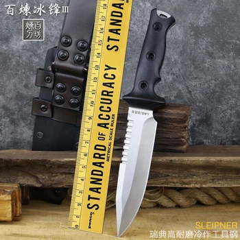 62HRC Швеция SLEIPNER Стоманена Прав Нож За Оцеляване На Открито Фиксиран Нож Инструмент за Самозащита на Къмпинг, Лов Тактически нож