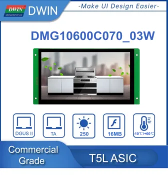 DWIN LCD Модул T5L ASIC 7 Инча, 1024*600-IPS Няма/Capative/Резистивен Сензорен Екран HMI дисплей за микроконтролера