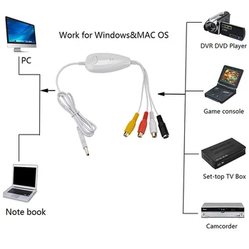 EZCAP 1568 USB 2.0 Аудио Хищник AV Аналогова Карта за заснемане на видео VHS Плейър Камера Игрални Конзоли за Windows 10/8/7 MAC OS 64Bit