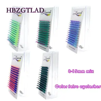 HBZGTLAD Цветни Мигли Натрупване на Дъгата на Миглите Индивидуална смес от Цветни фалшиви мигли от мека естествена норка Грим (микс от 8-15 мм)