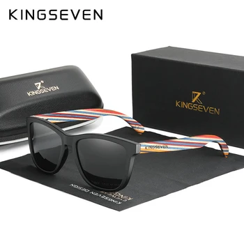 KINGSEVEN Оригинален Дизайн Многоцветни Дървени Слънчеви Очила Мъжки 2020 Луксозни Модни Дамски Огледални Слънчеви Очила Ръчно изработени Oculos de sol