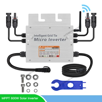 MPPT 600 W Микро Слънчев Инвертор MPPT На мрежата Инвертор IP65 Конвертор 110 Или 220 v ac с монитор 2,4 Грама За 2 броя 300 W Фотоелектричния