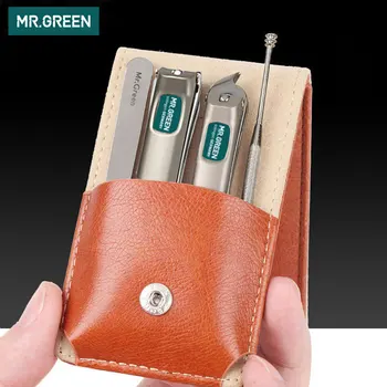 MR.GREEN Професионални нокторезачки от неръждаема стомана и комплект за жилища, 4 в 1, инструменти за маникюр, комплект за грижа за изкуство, преносими
