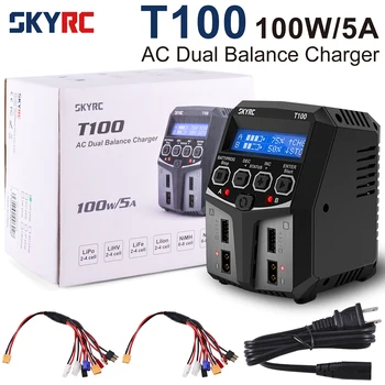 SKYRC T100 T400Q AC Lipo Батерия Баланс Зарядно Устройство Двойна 5A 2X50 W за 2-4 s NiMH/NiCd/LiPo/LiFe/Lilon/LiHV RC Зарядно за Кола