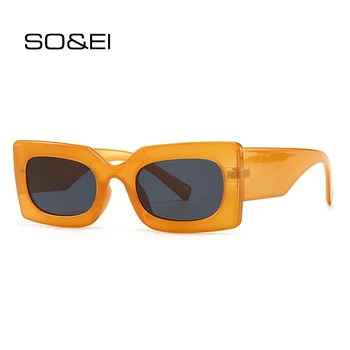 SO & EI Модни Слънчеви Очила Желейного Цветове, Дамски Модни Маркови Дизайнерски Сиви Градиентные Очила, Нюанси UV400, Оранжеви Мъжки Слънчеви Очила