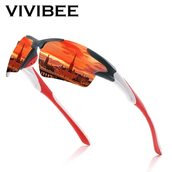 VIVIBEE 2022 Тенденция на Луксозни Спортни Слънчеви Очила с UV400 Мъжки слънчеви Очила за Риболов Женски Огледално Червени Лещи Бяла Рамка Външни Нюанси