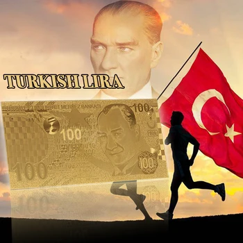WR 24-КАРАТОВО Злато Турция 100 Лири Пари Златна Банкнота турска лира Новата Колекция Подаръци