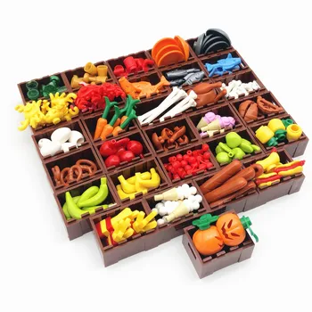 За 30 Различни Зеленчукови Овощни Градски Творчески Блокове, Съвместими С MOC, Детайли Кутии, Тухли, Детски Играчки, Инструменти, Аксесоари За Хранене, Градивни елементи