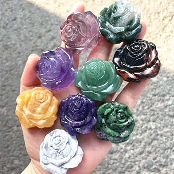 Красива 1 бр. Флюоритовая Розата е Цветето на Ръчно изработени Кристални Цветя Лечебни Камъни Декор Подаръци Кварцови Кристали Декоративни Камъни