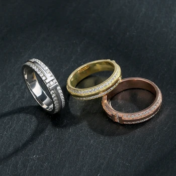 Луксозно бижу пръстен със счупено диамантен пръстен от сребро 925 проба за жени е модерен висококачествен празничен подарък, просто безплатна доставка