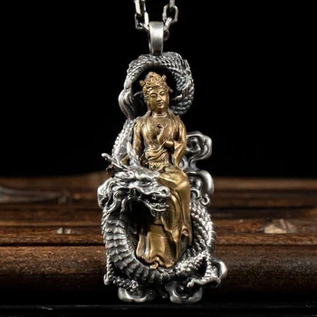 Ретро Дракон Бодхисатва Буда Висулка Колие На Мъже, Жени Чар Будистки Амулет Бижута Подарък