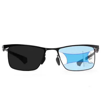 Улични Фотохромичните Мультифокальные Очила за четене, Мъжки Прогресивни очила за далекогледство със защита от син на лъча, Titanium сплав, Пълна дограма 1,0-4,0